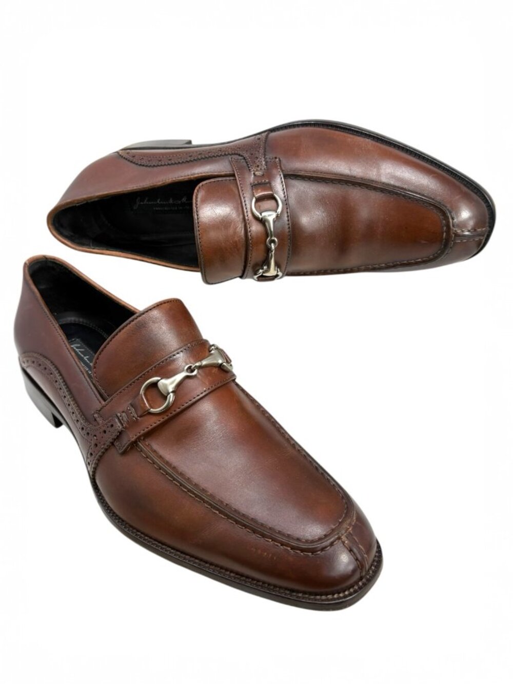 Johnston Murphy Brown Leather Horsebit Made in Italy Dress Loafers‎